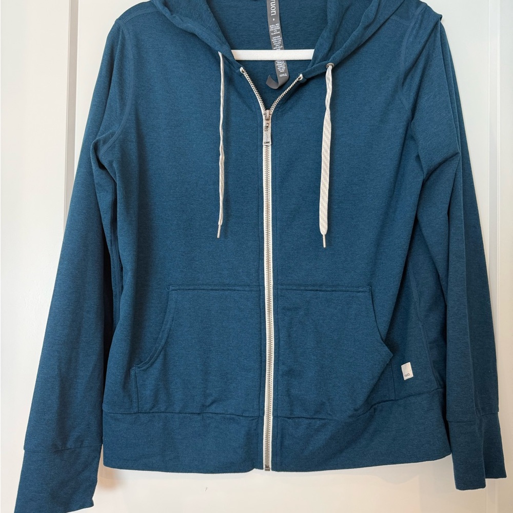 Vuori cosmic Blue performance Zip-Up Hoodie with Cream Accents